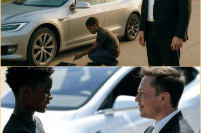Niño negro ajuda Elon Musk a arreglar uma llanta beliscada e se despierta com um REGALO SORPRESA em sua porta.