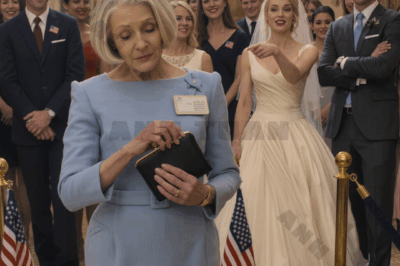 At my granddaughter’s wedding, I noticed my name tag said “The old lady who’s paying for everything,” and everyone burst out laughing as if it were the most natural thing in the world. As I raised my glass for a toast and quietly reread the secret clause in my late husband’s will, I knew the bride wouldn’t be smiling for much longer.