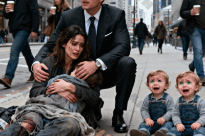 A homeless single mother collapsed on the side of the road, her two-year-old twins crying desperately beside her. No one stopped, until a billionaire happened to pass by. He was stunned when he realized the twins looked exactly like him…