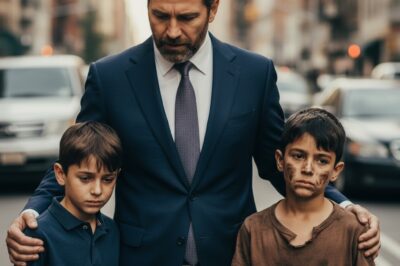 “A millionaire humiliated a street child in front of his own son—but what the little boy whispered in his ear changed his life forever: ‘Dad, he’s my brother.’ No one could have imagined the heartbreaking twist that would reveal the hidden truth behind a story of abandonment, redemption, and second chances. What happened next moved the entire city and proved that blood and heart always find a way back.”