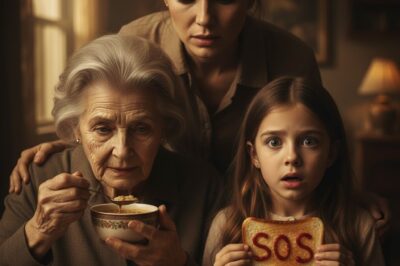 At dinner with my son’s family, my little granddaughter sweetly handed me a piece of bread. I smiled — until I noticed the tiny streak of ketchup spelling SOS. My blood ran cold. Pretending to be clumsy, I dropped the bread onto my clothes and took her with me to “clean up.” Once the door closed, she whispered, trembling, “Grandma… I just saved you…