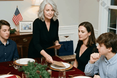 At Christmas Dinner, my son and his wife passed out gifts to everyone except me, then laughed that they “must have forgotten mine,” expecting me to brush it off. I just smiled and said, “That’s okay. I brought something for myself.” I opened my bag and placed a single envelope on the table. The room went quiet, because it wasn’t a typical present. It was proof that I had more say in this family than anyone expected.