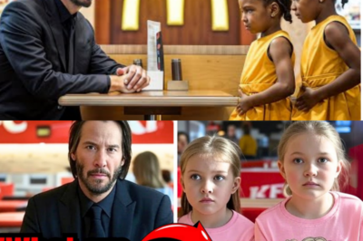 “Two Little Sisters Shuffle Up to Keanu Reeves in a Noisy KFC 🍗… And When They Whisper Their Tiny, Trembling Secret Into His Ear, the Hollywood Icon CRUMBLES in a Heart-Smashing Moment That Sends Every Customer Reeling!” In this fictional tabloid frenzy, the girls’ soft words slice straight through the noise of sizzling fryers as Keanu’s calm smile dissolves into a raw, shaken breakdown that leaves the entire restaurant stunned, whispering, and desperate to know what truth shattered him so instantly 👇