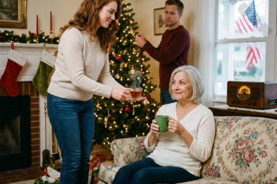 On Christmas morning, my daughter smiled sweetly in a way that felt strangely off and said, “Mom, drink this special tea I made for you.” I had a bad feeling, so I casually switched cups with her husband like it was just a playful joke. Thirty minutes later, the whole room went dead silent, and the “warm holiday atmosphere” disappeared. What happened next wasn’t a scandal, it was a wake-up call that forced me to see clearly who I could actually trust.