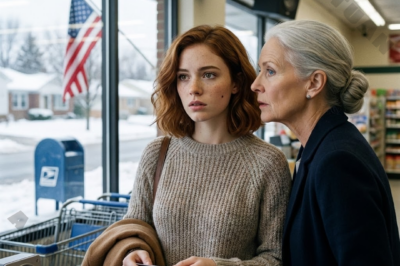 I paid for an elderly woman’s groceries, and she leaned in and said something that sounded strange: “When your husband leaves, don’t touch the snow in your yard.” I just smiled, thinking she was only joking. But the next morning, the moment I stepped onto the porch, I understood… her words weren’t random at all.