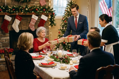 At Christmas dinner, my son and daughter-in-law handed out gifts to everyone, even the housekeeper, but somehow I was the only one left out. My daughter-in-law gave a small smirk and said my gift “must’ve gotten lost in the mail.” Then they paused, clearly waiting for me to make a scene. I didn’t. I just said, “Alright,” and carried on like nothing happened. Four days later, they showed up at my door in tears, begging because something urgent had come up, and they had no idea I’d already quietly gotten ahead of it.