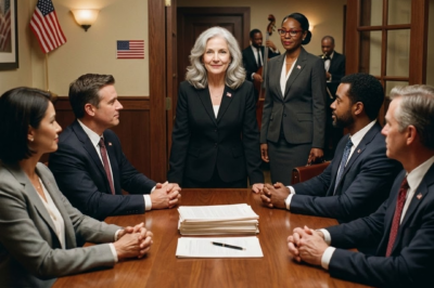 He texted, “Urgent family meeting,” but when I showed up, it felt staged from the start. An advisor was already sitting there, and a neat stack of “family paperwork” waited in the middle of the table like I was supposed to sign without reading. A pen slid toward me as everyone watched for a reaction. I didn’t argue. I just smiled, counted from one to six, then nodded toward the door and said, “Someone just walked in…” The whole room went dead quiet.