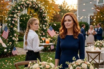 At my ex-husband’s wedding reception, his new bride took the microphone and shared a few words about their new beginning. Some guests glanced my way with curious smiles. I assumed the evening would continue as planned — until a young waitress quietly stepped forward and introduced herself. What she said next brought an unexpected pause to the celebration, and the room slowly grew quiet.